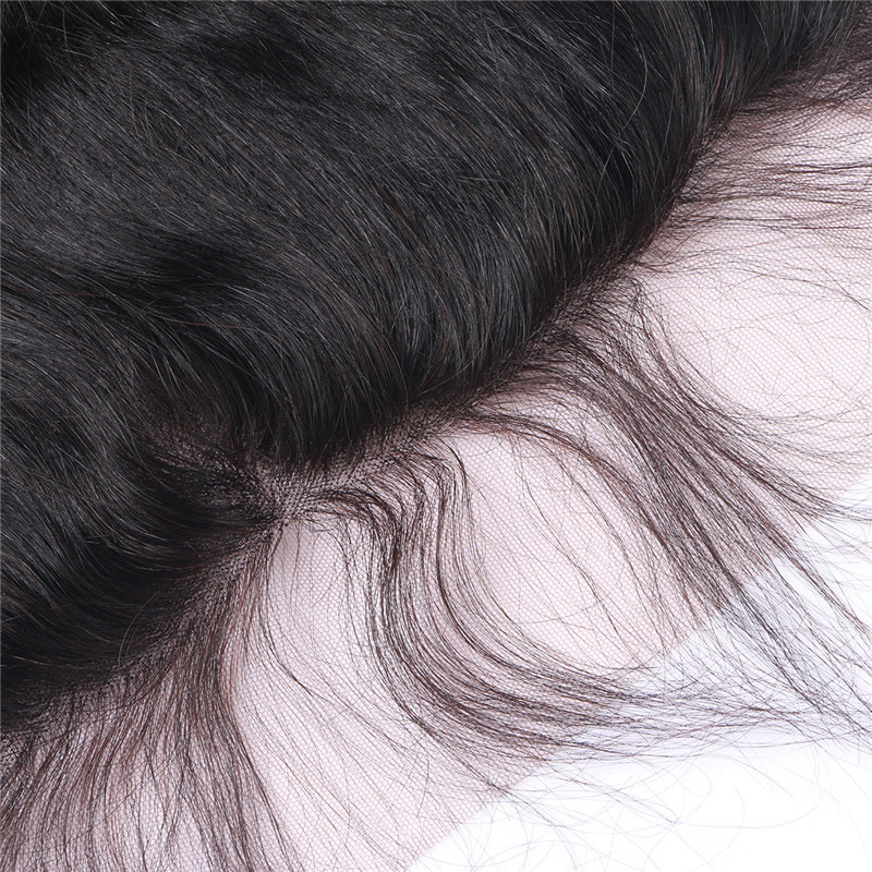 13x6 Ear to Ear Lace Frontal Closure With Bleached Knots Natural Color 1B Brazilian Human Remy Hair