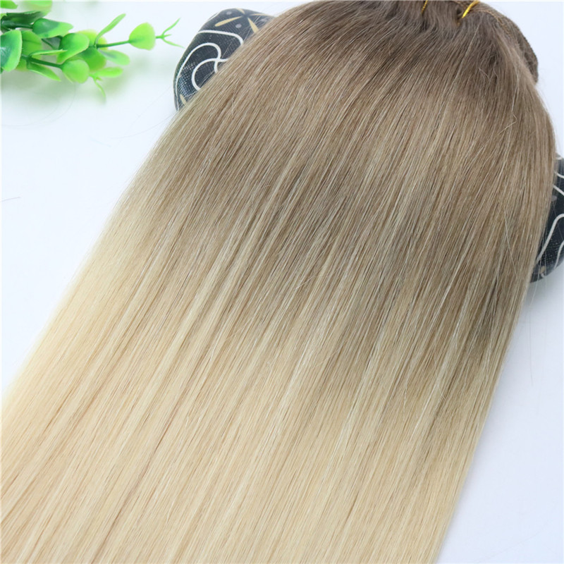 #8 #60 613# Full Head Clip In Human Hair Extensions Ombre Medium Brown Ombre Hair Light Blonde Balayage Highlights 7PCS a lot 120gram