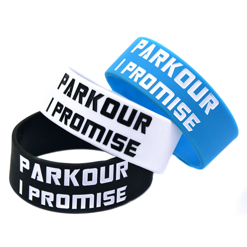50PCS Parkour I Promised 1 Inch Wide Silicone Rubber Bracelet Motivational Decoration Logo for Sport Gift
