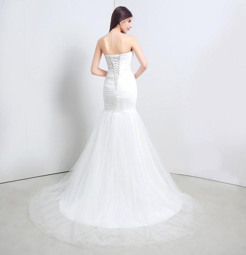 2018 New Elegant White Mermaid Wedding Dresses Tulle Sweetheart Wedding Party Bridal Gowns Stock 6-16 QC329