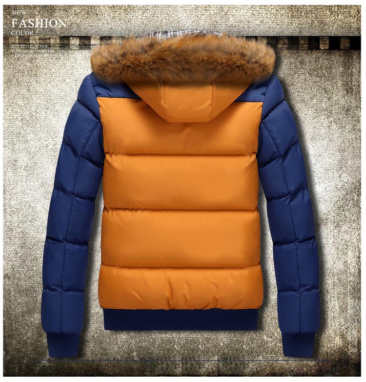 Men's Thick Warm Winter Jacket Waterproof Removable Fur Collar Parkas Hooded Coat Cotton Polyester Blue Red 4Xl Casual B4