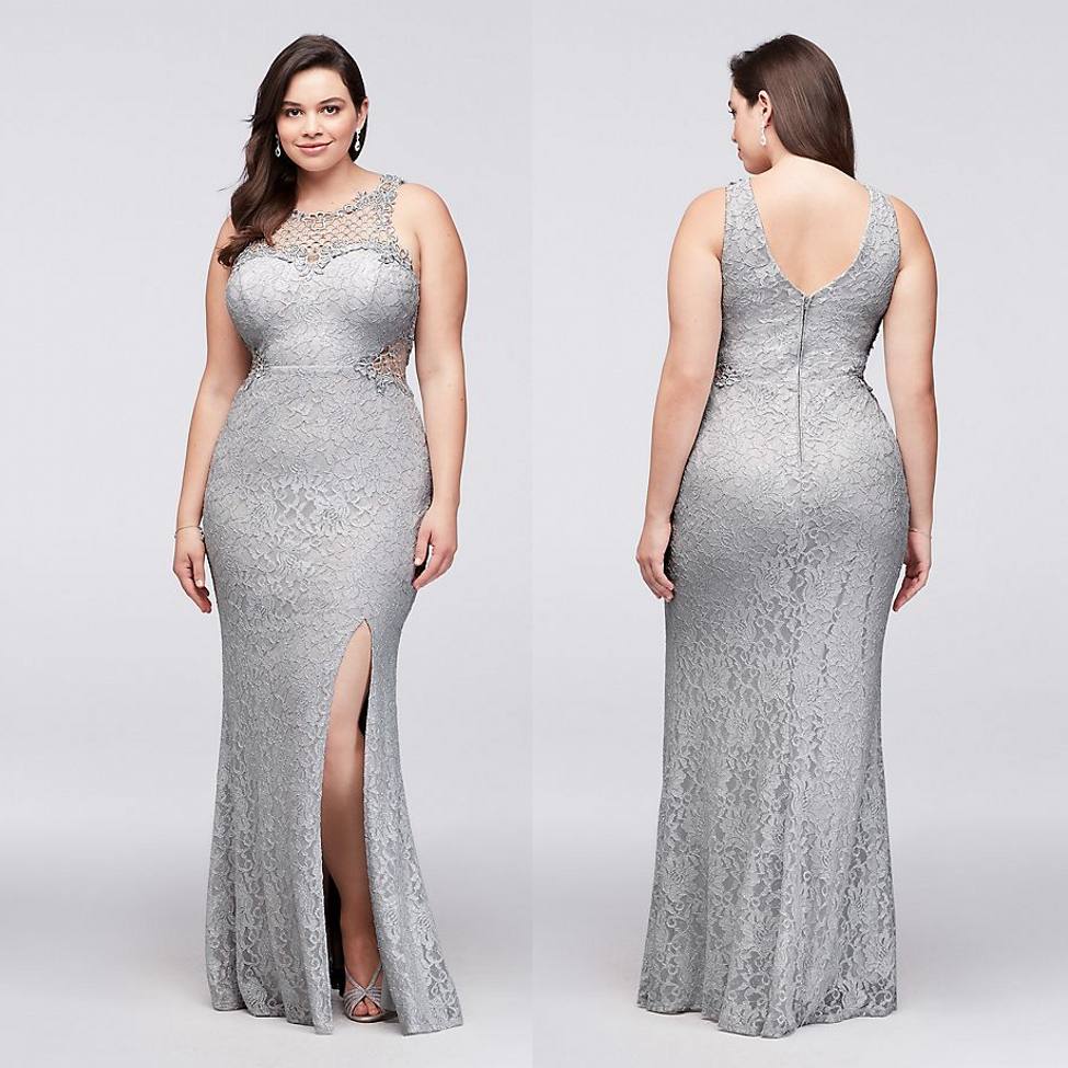 Silver Plus Size Lace Formal Dresses Sheer Jewel Neck Mermaid Split Side Evening Gowns Cheap Floor Length Prom Dress, Gold
Silver Plus Size Lace Formal Dresses Sheer Jewel Neck Mermaid Split Side Evening Gowns Cheap Floor Length Prom Dress, Gold