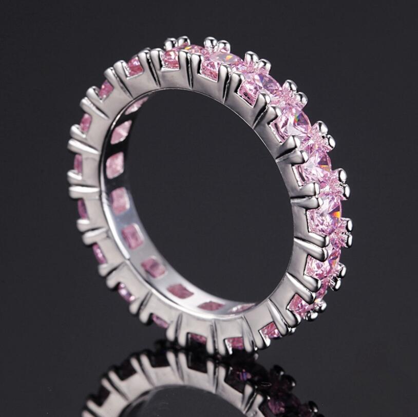 10KT Gold Pink Sapphire CZ Dia Gemstone Rings for Women b9d5