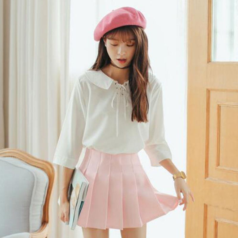 American School Style Fashion Women elegant half Pleated mini Skirts high waist casual girls skirts women leggings skirt
