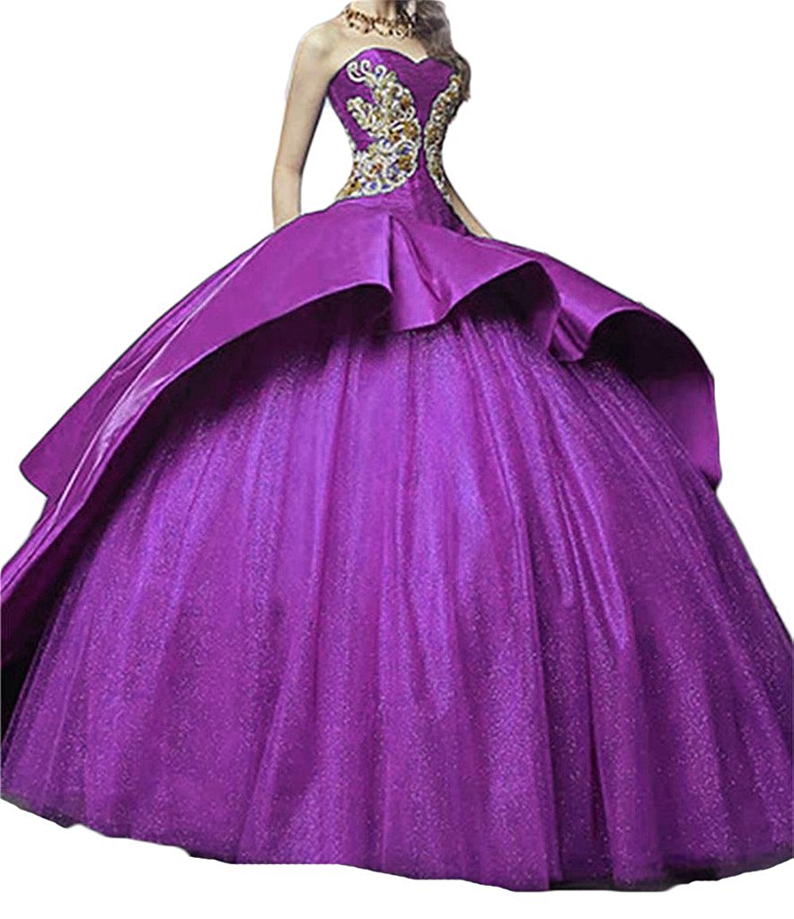 2017 Newest Sweetheart Satin Ball Gown Quinceanera Dresses with Appliques Lace Up Sweet 16 Dress Debutante Gowns QC505