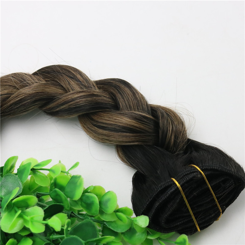8A 7pieces 120gram Clip In Human Hair Extensions Balayage Ombre Dark Brown Highlights Brazilian Human Remy Hair Thick End