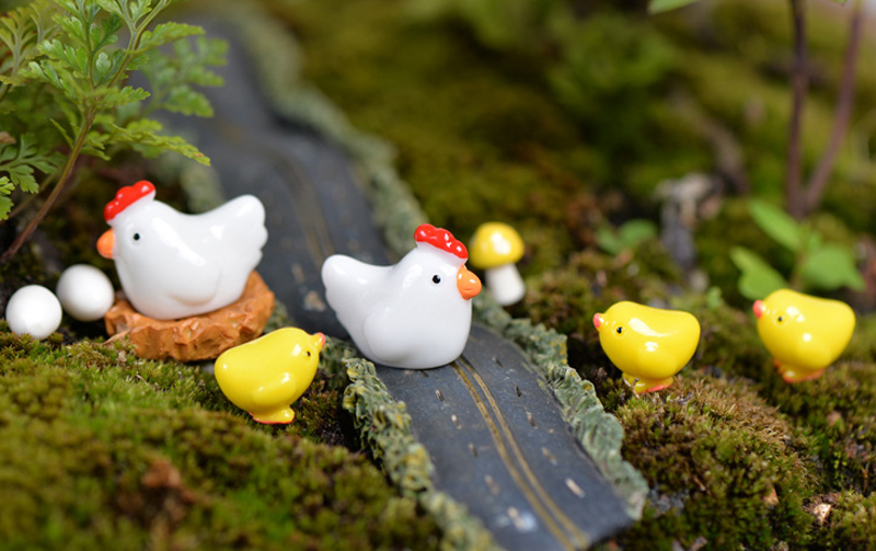 1 set 16pcs Chicken Breed Hen Family Fairy Garden Miniatures Decor Terrarium Baison Tool Bottle Micro Landscape Gnomes Jardim mi