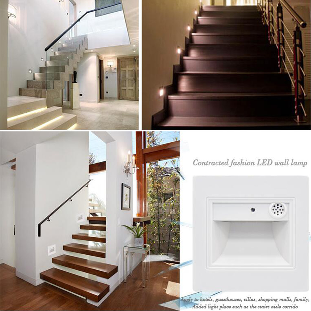 0.6W Sound Light Controlled Led Ground Footlights Wall Plinth Recessed Stair Step Voice Light Sensor Night Lamp Porch Bedroom Lighting Lamps
