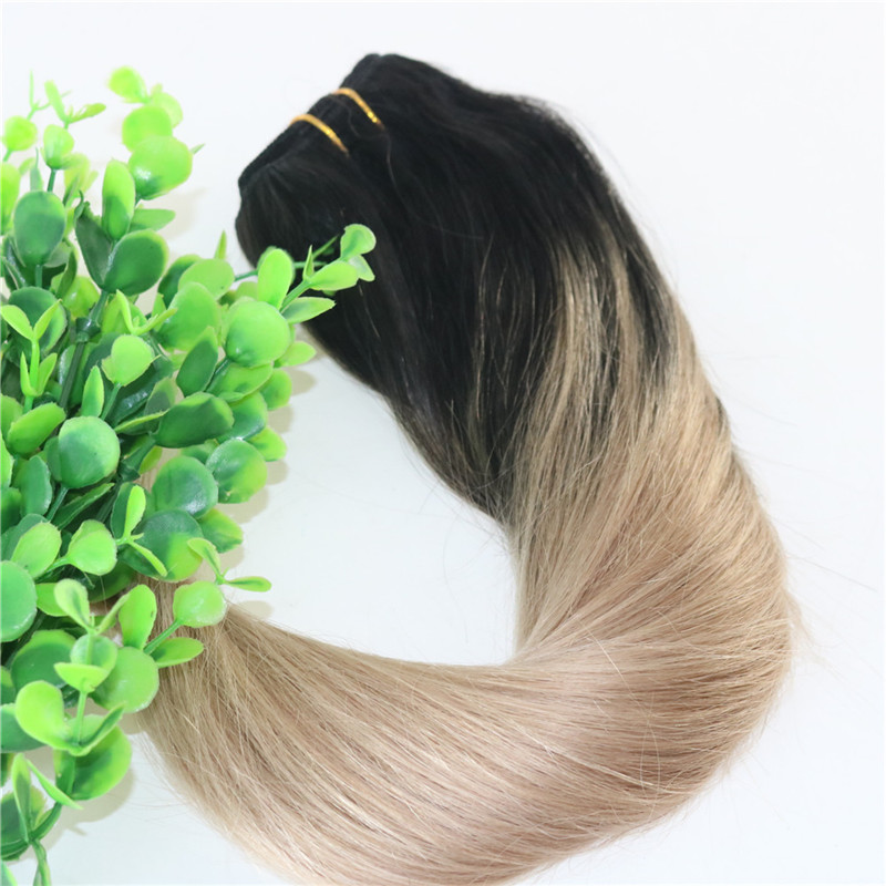 8A 7pcs 120gram Clip In Human Hair Extensions Ombre Dark Natural Root To Ash Blonde Balayage Highlights Hairstyle