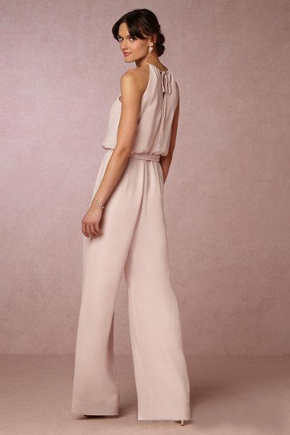 2019 Modern Blush Pink Chiffon Pant Suit Bridesmaid Dresses Long Cheap Halter Floor Length Maid Of Honor Dresses Custom Made China EN12224
