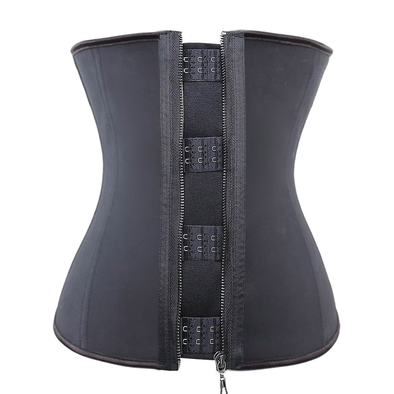 Latex Waist Trainer Body Shaper Women Corsets with Zipper Cincher Corset Top Slimming Belt Black Plus Size 9078