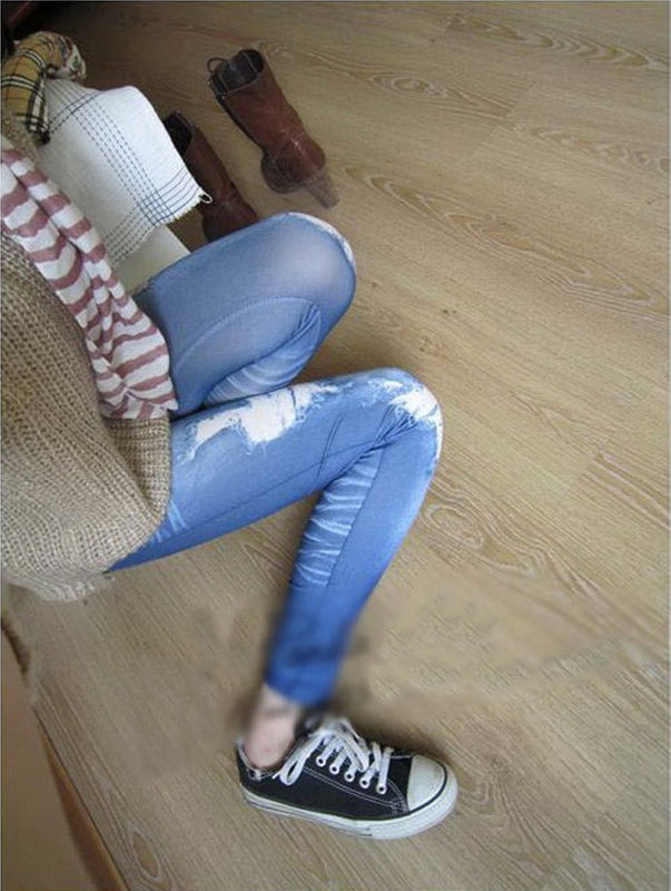 Wholesale- Ripped Denim Jeans Look Skinny Jeggings Tights Pants Trousers Blue