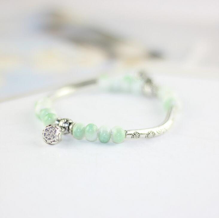 Good A++ Small fresh Tibetan silver bracelet lotus jewelry to send girlfriend honey wild FB109 mix order 20 pieces a lot Charm Bracelets