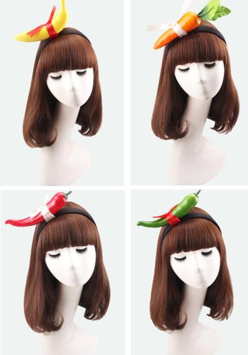 kids funny fruits vegetables headband carrot pepper banana hair sticks children adults birthday headwear cosplay costume performance props