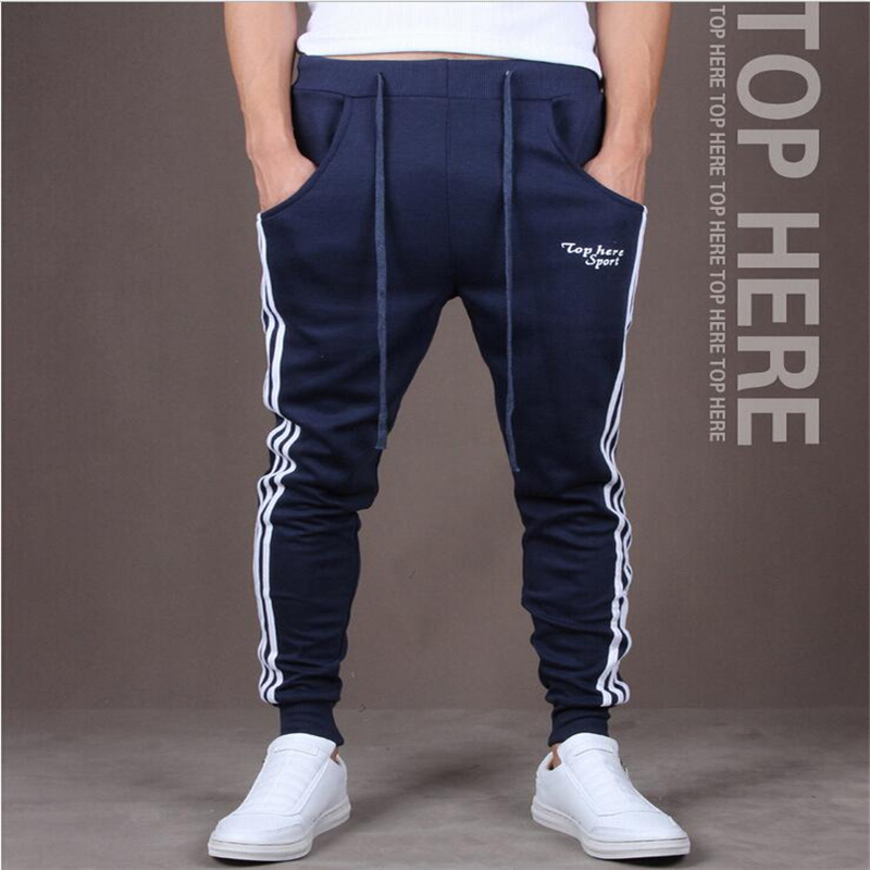 Wholesale-Hot New Fashion Casual Skinny Mens Track Pants Skinny Harem Sweatpants Tracksuit Bottoms Pants Trousers casual Pants