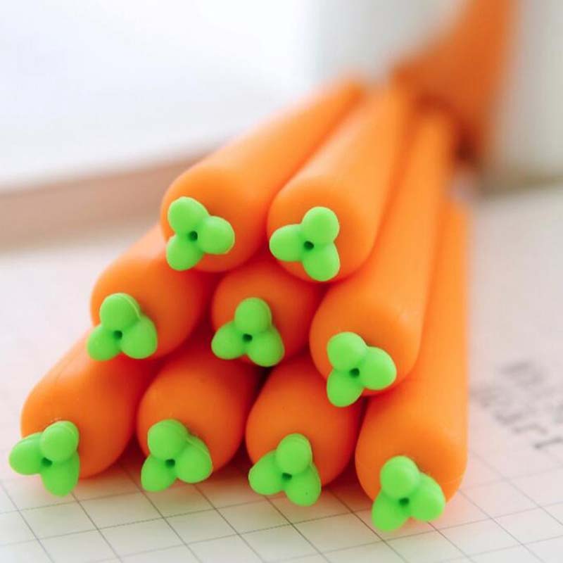 10pcs/lot Cute Fresh Carrot Shape Gel Ink Pen Promotional Gift Stationery School Office Supply Birthday Gift for Kid Children Papelaria