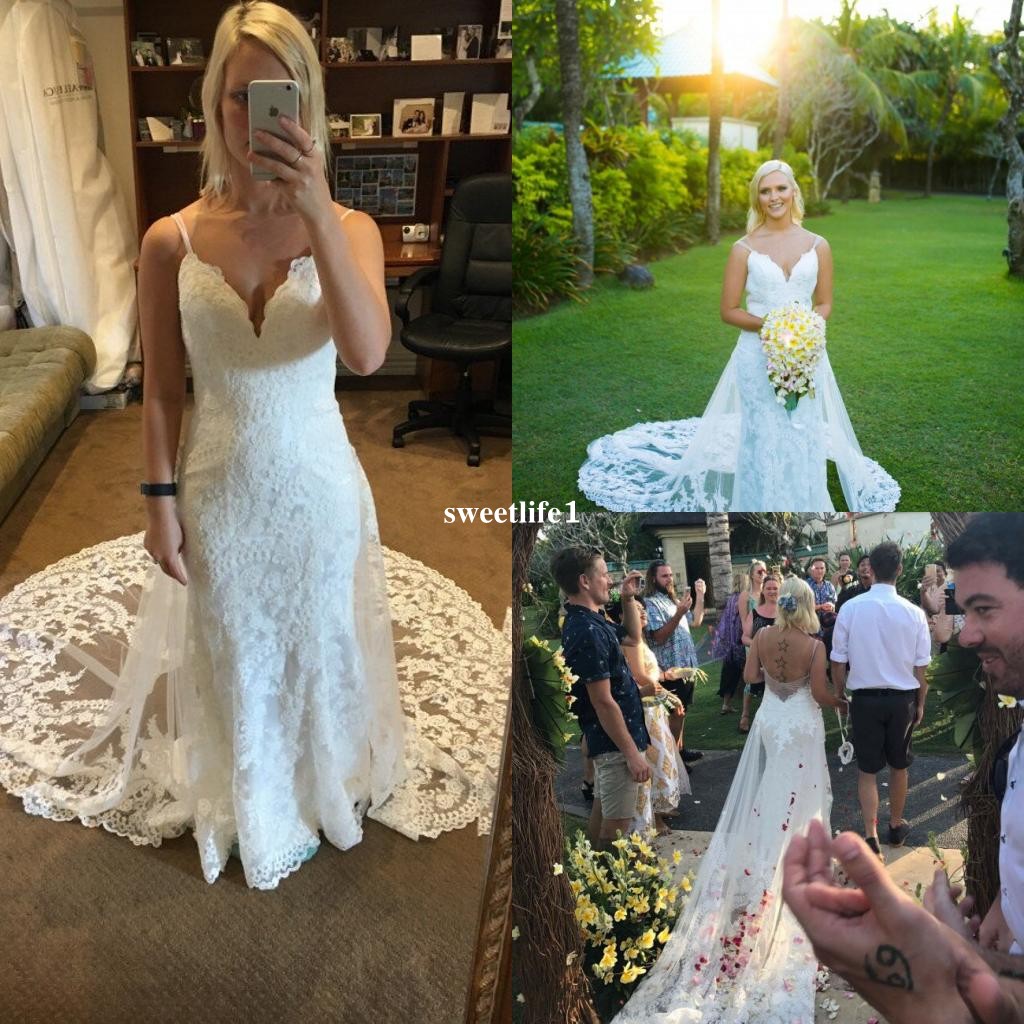 2019 Newest White Lace Wedding Dresses With Lace Chapel Train Spaghetti Straps Mermaid Rustic Garden Bridal Gown Custom Made Hot Sale, Silver
2019 Newest White Lace Wedding Dresses With Lace Chapel Train Spaghetti Straps Mermaid Rustic Garden Bridal Gown Custom Made Hot Sale, Silver