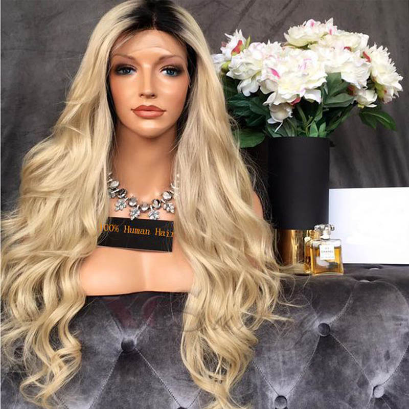 Blonde wig dark roots #1BT613 body wave texture 22 24inch fast ship middle part sew in full lace wigs blonde human hair wig, 1b/613
Blonde wig dark roots #1BT613 body wave texture 22 24inch fast ship middle part sew in full lace wigs blonde human hair wig, 1b/613