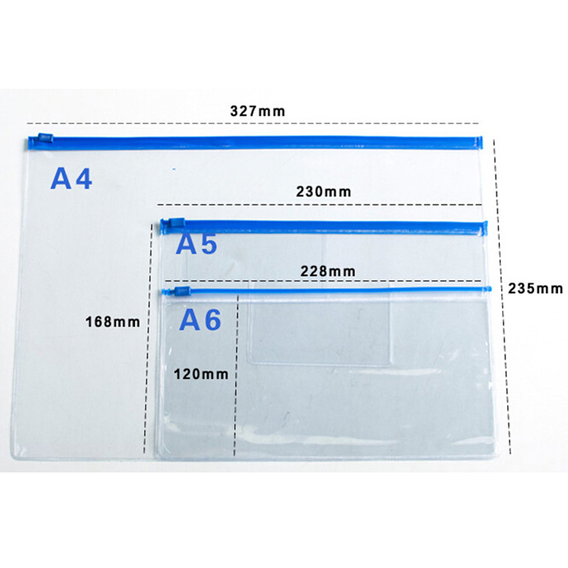 New 20pcs File Bag Stationery Clear Plastic Bag Translucent Folder A4/A5/A6 Size Document Bag File Folder School Office Supply Free Shipping