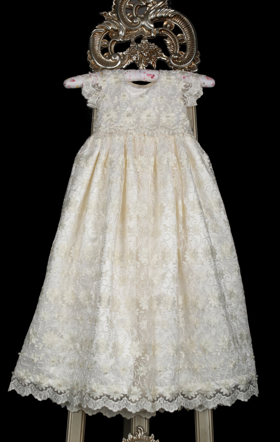 New Lace Christening Dresses For Baby Girl With Half Sleeves Baptism Gown Cheap Kid First Communication Dress