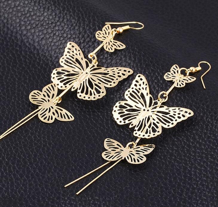 Super low selling! 100mm Multi-storey long Hollow Tassels butterfly earrings Golden silvery Girl / Madam Earrings 10 pairs
Super low selling! 100mm Multi-storey long Hollow Tassels butterfly earrings Golden silvery Girl / Madam Earrings 10 pairs