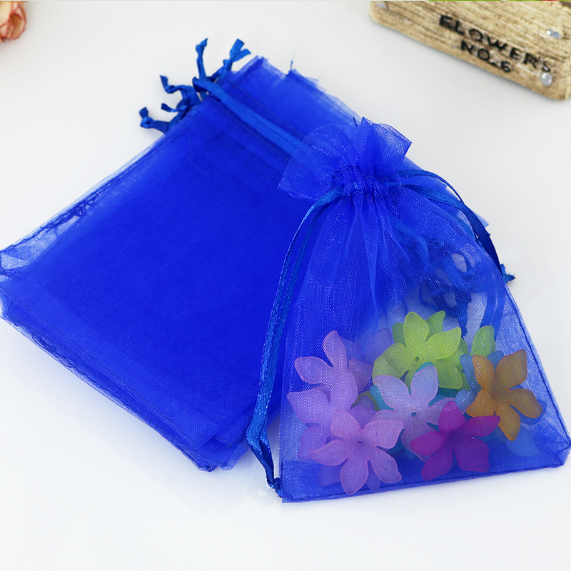Wholesale-500pcs/lot Royal Blue Organza Bags 20x30cm Large Wedding Jewelry Packaging Pouch Nice Drawstring Gift Bags For