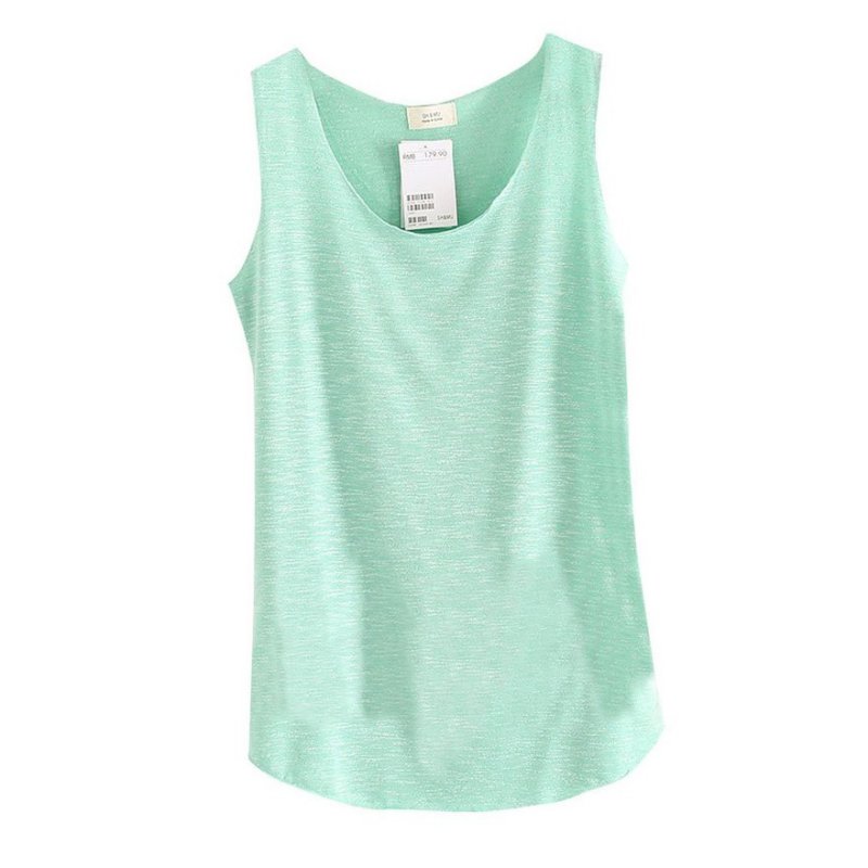 Wholesale- 2017 Spring Summer New Shirt Women Bamboo cotton Sleeveless Round Neck Loose Candy color T Shirt Ladies Vest Singlets