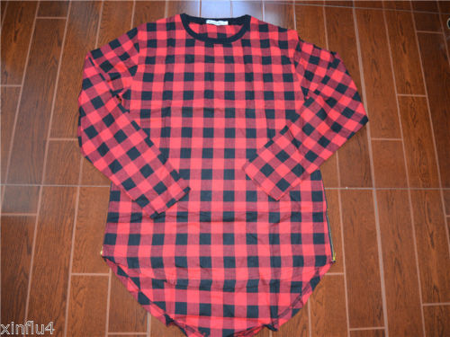 Spring and Autumn Fashion Men's t-shirt Lengthen Red Plaid cotton/Long Sleeves /Arc Hem Gold Zipper Sides size M-3XL, Red black lattice
Spring and Autumn Fashion Men's t-shirt Lengthen Red Plaid cotton/Long Sleeves /Arc Hem Gold Zipper Sides size M-3XL, Red black lattice
