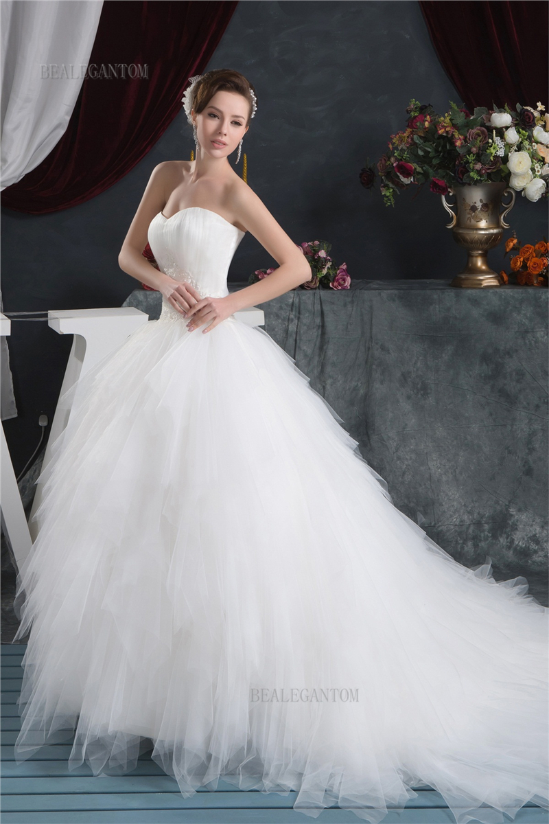 newest elegant sweetheart organza wedding dresses ball gown appliques beaded plus size wedding party bridal gowns bm51