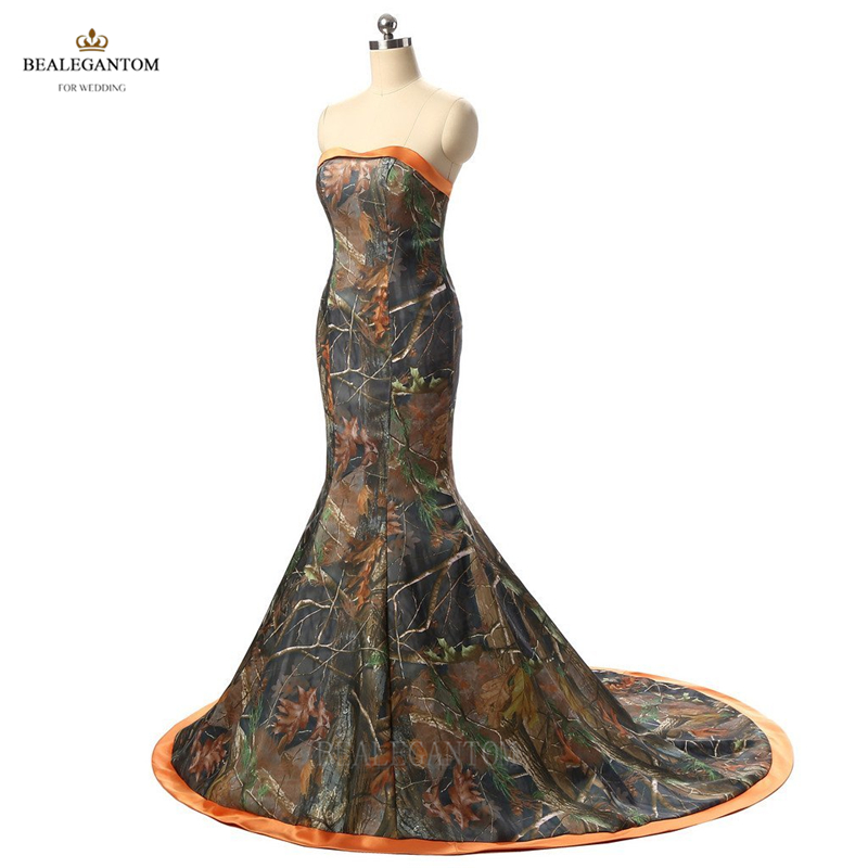 new real photo elegant mermaid camouflage wedding dresses long camo sweetheart floorlength wedding party bridal gowns bm15