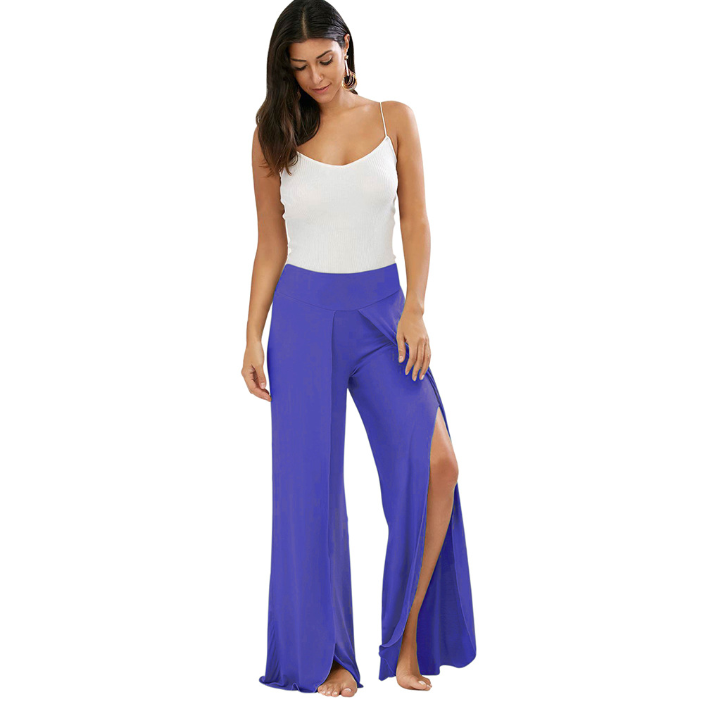 2022 European American fashion personality pants pure color high waist open fork yoga pants Support mixed batch