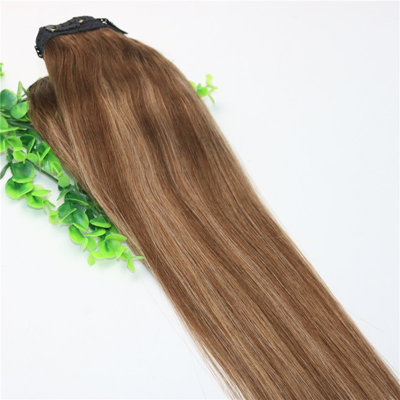 Ombre Strawberry Honey Blonde With Brown Highlights One Piece Clip In Human Hair Extensions 5Clips With Lace Per Piece Remy Human Hair