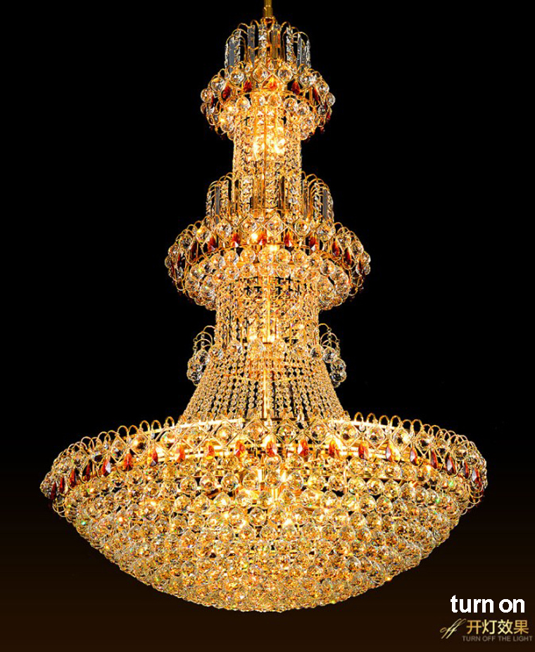 Modern Chandeliers LED Gold Crystal Chandelier Lights Fixture American Large Hotel Club Mall Living Room Home Indoor Lighting Hanging Lamps AC90V-260V
