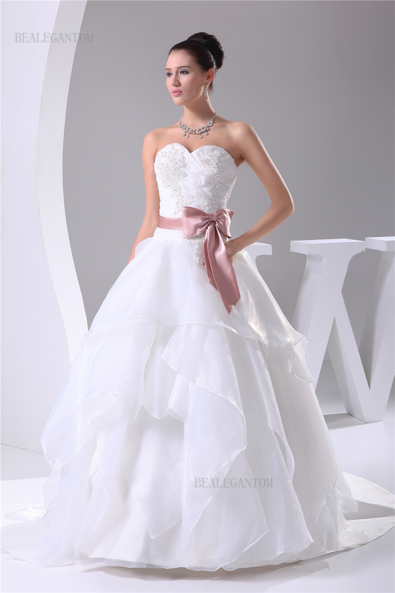 real photo sweetheart lace ball gown wedding dresses organza appliques beaded cheap lace up plus size bridal gowns bm47