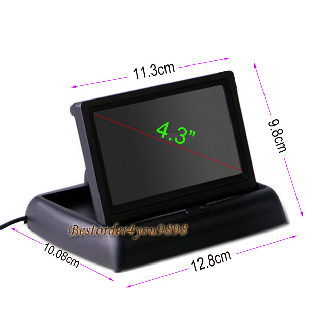 4.3" Car LCD Foldable Monitor Rear View Kit + Wireless 18IR Car Reversing Backup Camera