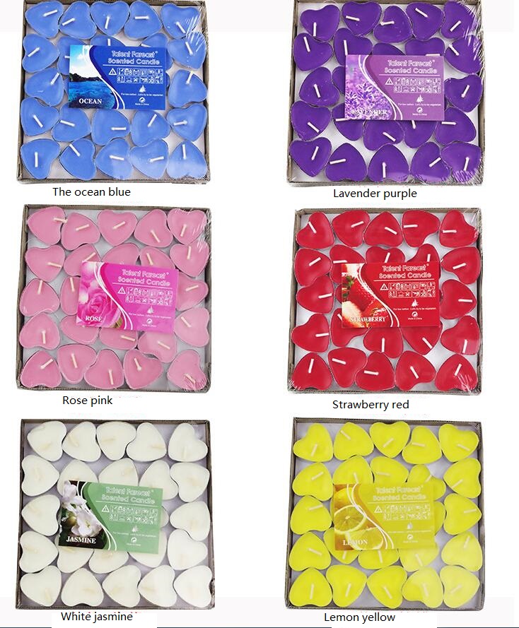 50pcs package Candle Favors Heart-shaped aromatherapy candles to propose romantic and creative wedding products tea wax WQ05