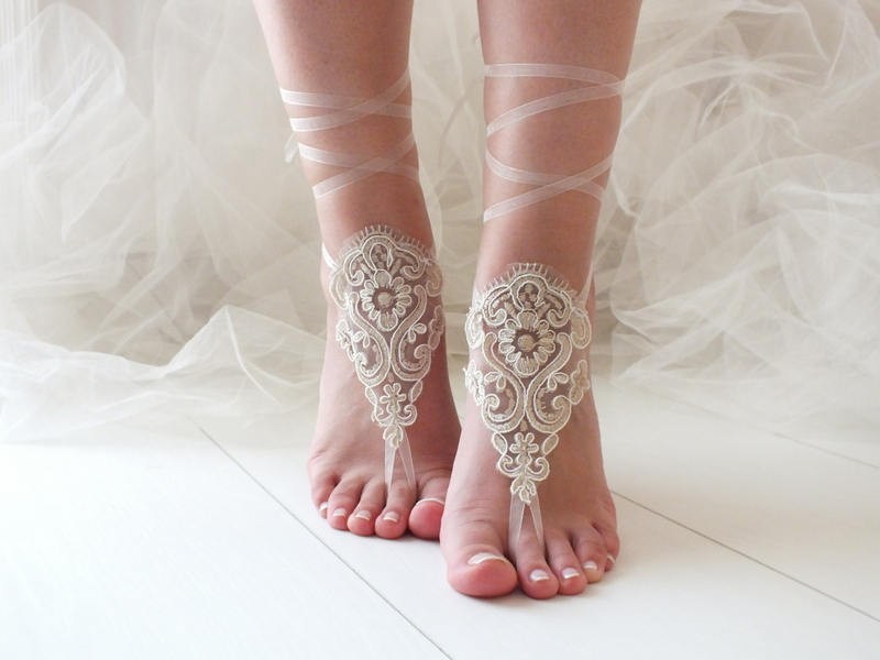 Gorgeous Beach Weddings Shoes Women Lace Appliques Bridal Accessories 2019 Open Toe Bridal Shoe For Summer