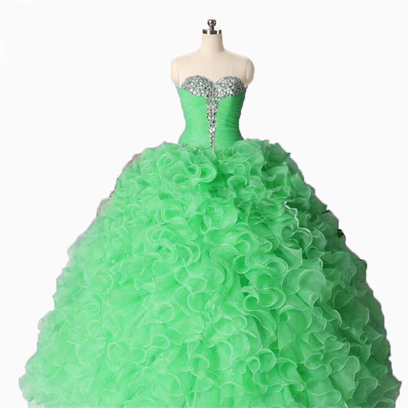 2017 Sexy Fashion Crystal Ball Gown Quinceanera Dresses with Sequined Pleat Organza Plus Size Sweet 16 Dresses Vestido Debutante Gowns BQ30