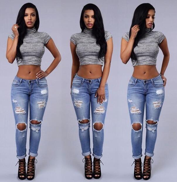 Wholesale- Women Lady High Waist Destroyed Ripped Slim Fit Skinny Denim Jeans Pants Hole Trousers, Blue
Wholesale- Women Lady High Waist Destroyed Ripped Slim Fit Skinny Denim Jeans Pants Hole Trousers, Blue