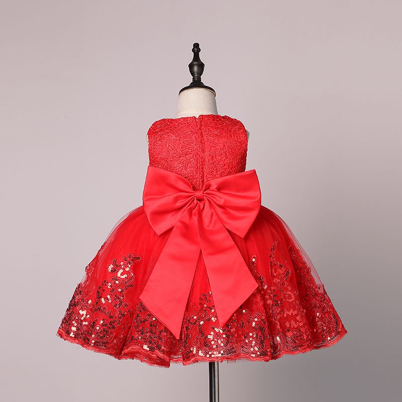 Girls Dress for Kids 2017 Summer 3D Flower Sleeveless Sequins Baby TUTU Dress Fashion Bowknot Kids Princess Party Dress 7-24M
