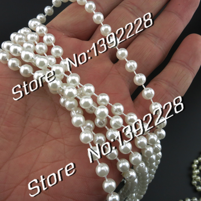 Wholesale-25m/roll Pearl Garland 6mm White/Beige Beads diy Wedding Flowers Decoration Christmas Festa Event Supplies