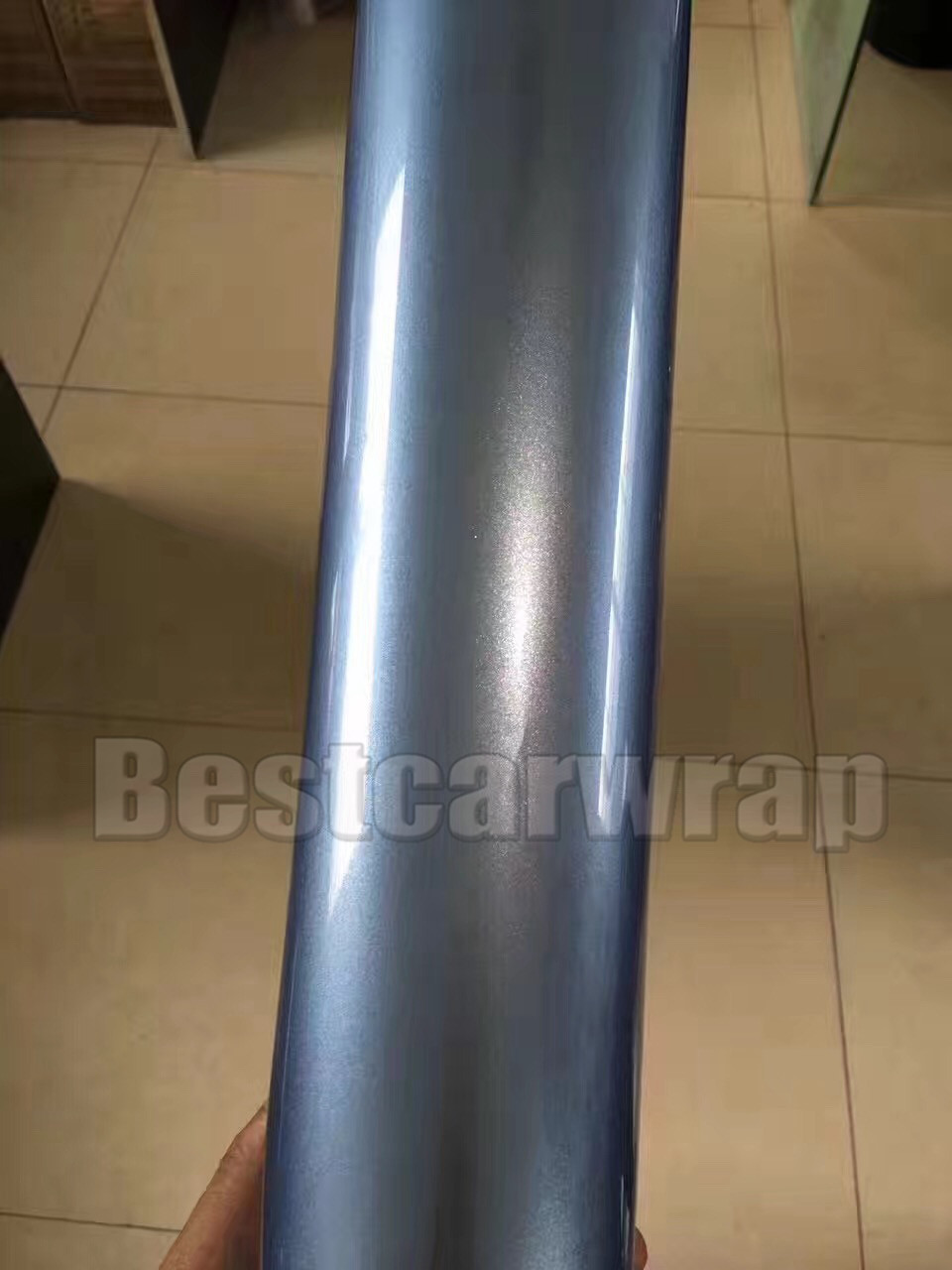Frosted blue Gloss Metallic Vinyl Wrap For Car Wrap With Air Bubble Free Pearl blue candy Full vehicle wrap styling Size:1.52*20M/Roll