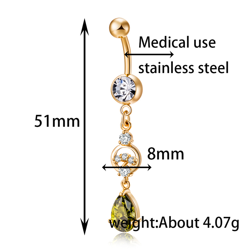 18K Yellow Gold Plated Women Piercing Body Jewelry Belly Button Navel Rings Body Piercing Jewelry Dangle Accessories