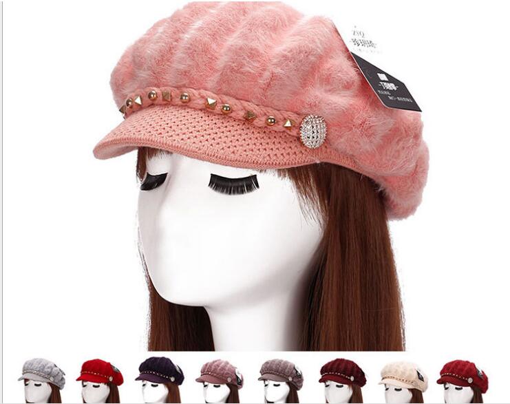 Winter hat fashion lady Rabbit Hair Hat Beret HAN2 ban3 rivets duck tongue thermal knitted hat, Picture color
Winter hat fashion lady Rabbit Hair Hat Beret HAN2 ban3 rivets duck tongue thermal knitted hat, Picture color