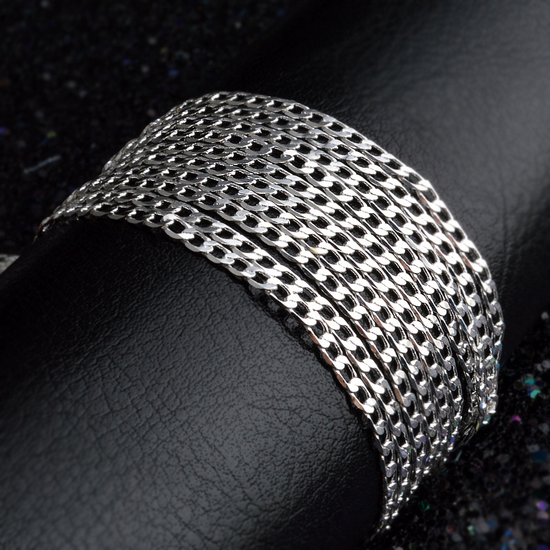 Man woman Necklace 925 silver plating 2mm Sideways chain Necklace 16inch/18inch/20inch/22inch/24inch/26inch/28inch/30inch