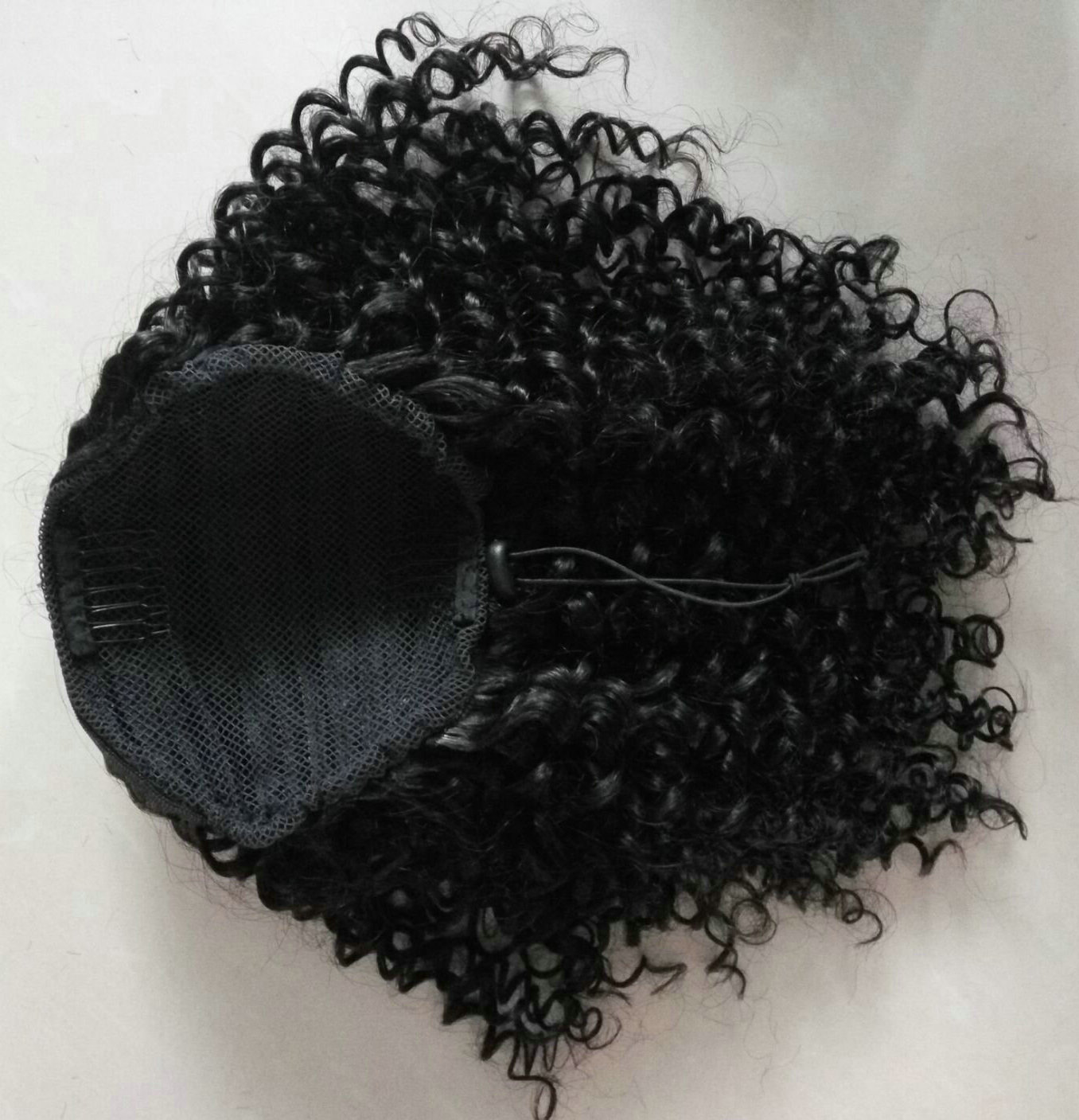 Short High Ponytail dark brown #2 Human Hair Kinky Curly Afro Ponytail Clip Hair Extensions Drawstring Ponytail HairPieces For black women
