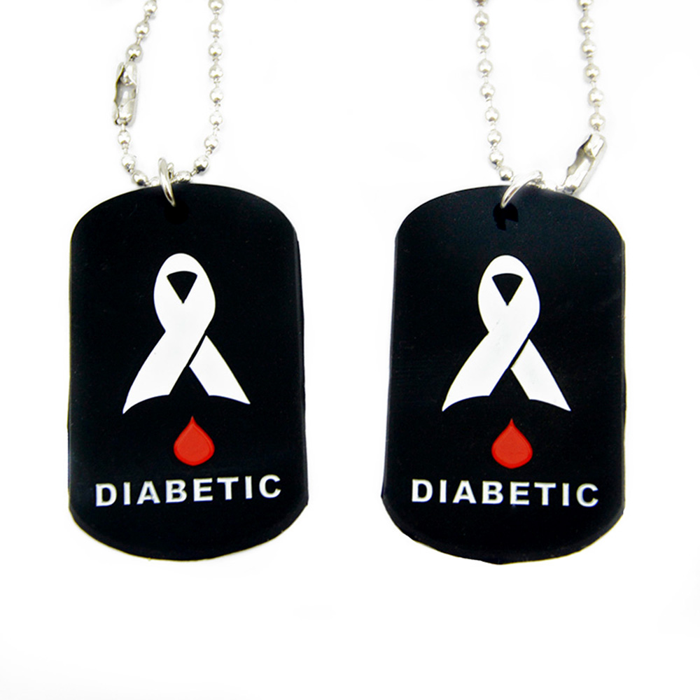 50PCS DIABETIC Silicone Dog Tag With 24 Inch Ball Chain A Great Alternative Style Reminder Necklace