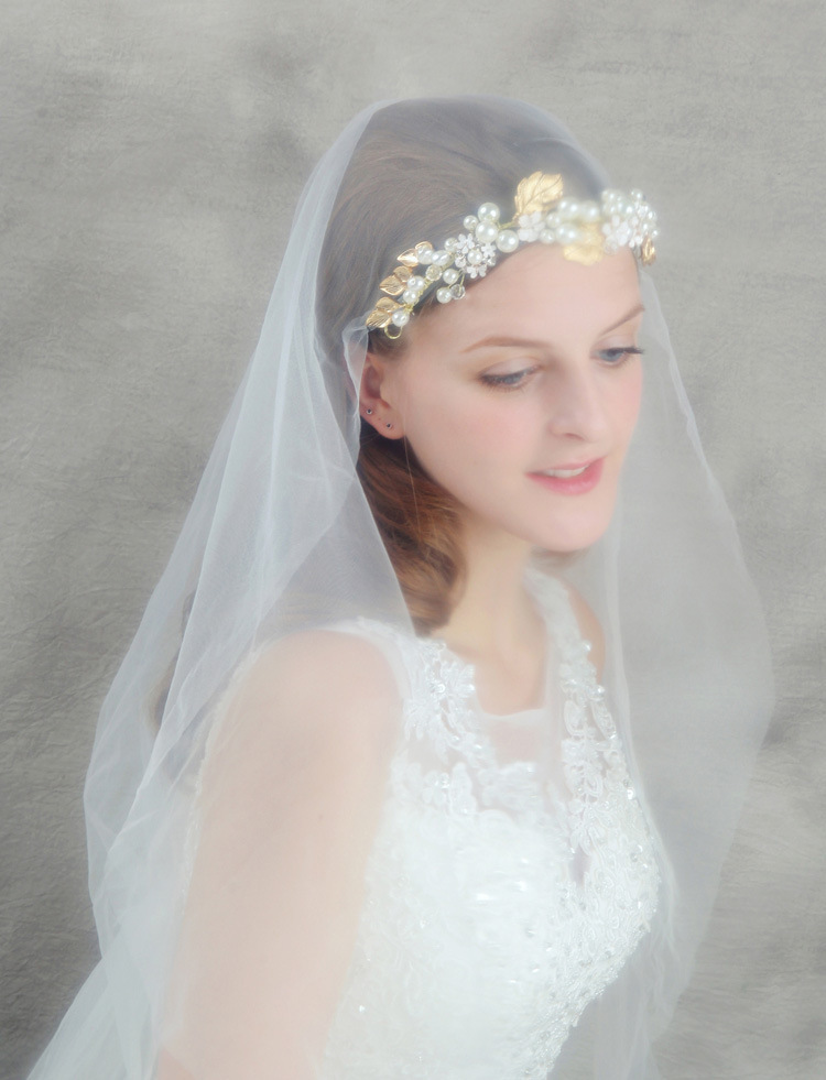 High End Handmade Wedding Hair Accessories Crystals Bridal Headbands Gold Leafs Crystals Pearls Bridal Hairpiece H116