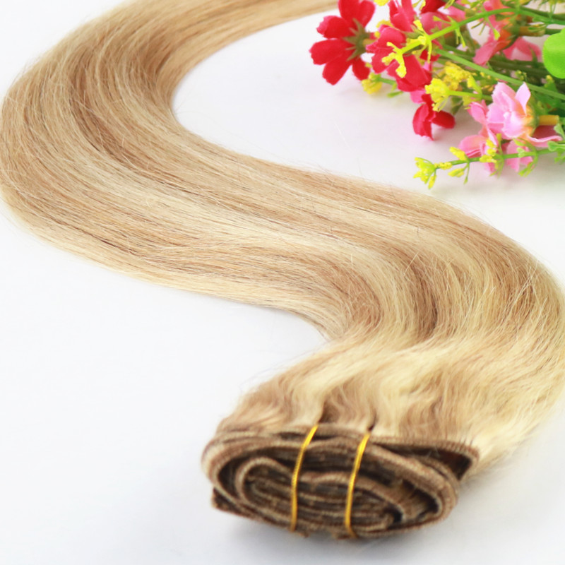 Hot Selling Double Drawn Ombre Remy Brazilian hair 8A Clip In Hair Extension With Piano Color P16/22