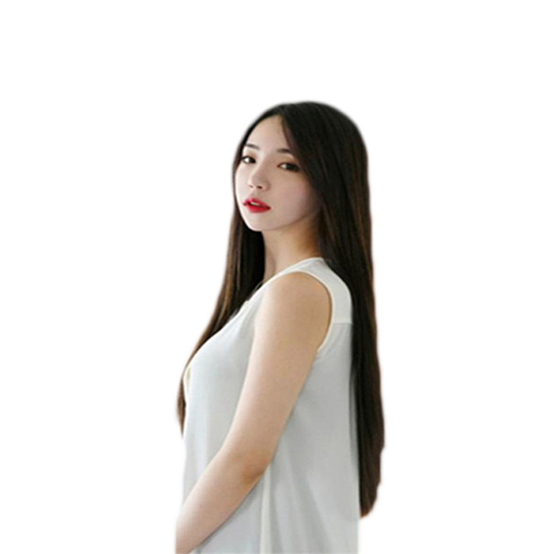 WoodFestival heat resistant straight wig 70 cm long synthetic fiber hair black brown wigs women